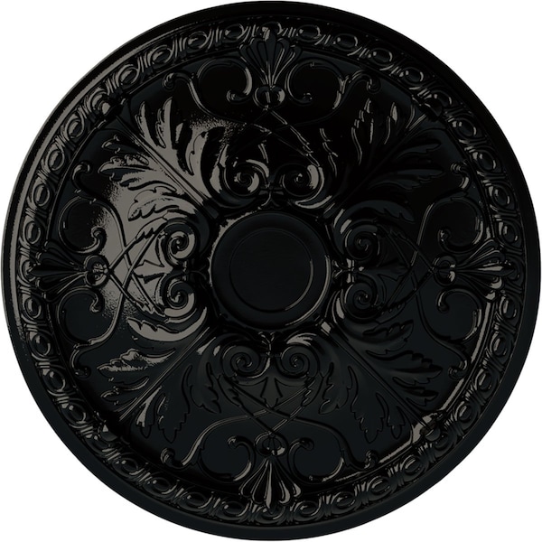 Ekena Millwork Tristan Ceiling Medallion (Fits Canopies up to 5 1/2"), Hand-Painted Black Pearl, 26"OD x 3"P CM26TNBPS - main